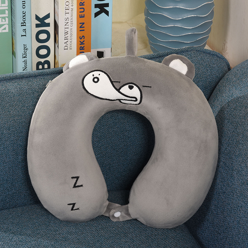 Memory foam U-shaped pillow neck pillow travel student nap pink pig cartoon cute U-shaped pillow head neck female