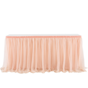 Tulle Table Skirt Cross-Border Gold-Rimmed Mesh Wedding Holiday Christmas Party Decoration Hotel Supplies Tutu Gauze Table Skirt
