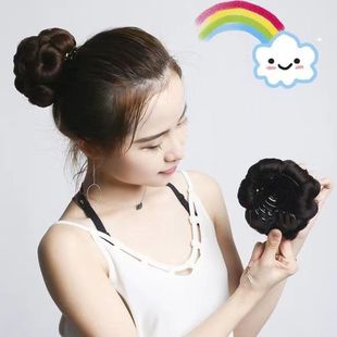 Wig real hair nine flowers seamless plate hair ball head high-grade hairpin bride grip flower bud