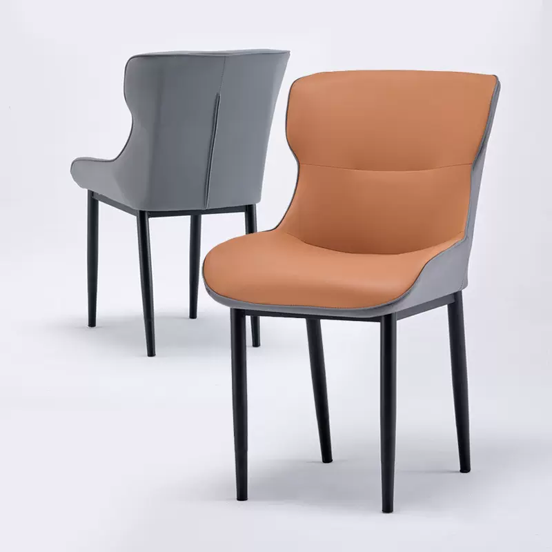 皮革轻奢餐椅简约现代碳钢椅架休闲椅多色家用酒店接待椅子 餐椅