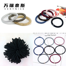 万瑞奈斯高弹力发绳加粗无接缝发圈黑色皮筋扎头发耐用发饰