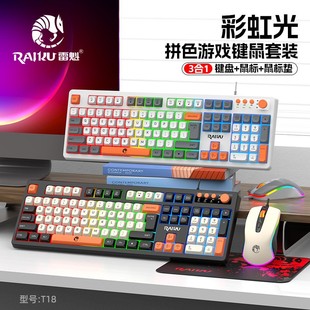 Lei Kui T18 Wired Keyboard and Mouse Set Luminous E-Sports Game Computer Office Home Keyboard and Mouse Set Wholesale