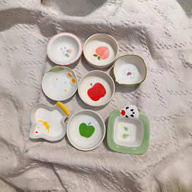 卡通味碟小碟子陶瓷调料碟酱料碟可爱兔子浮雕儿童餐具旅游釉下彩