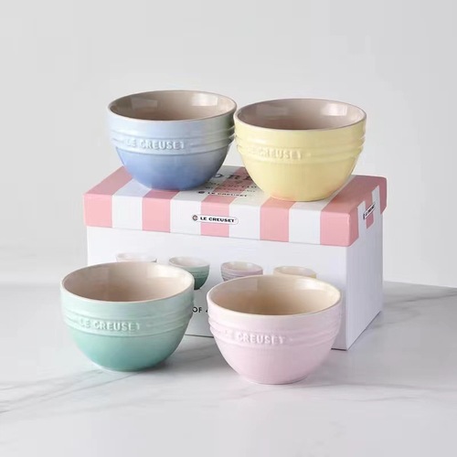 French cool color rainbow 12cm15cm20 bowl set ceramic stoneware rice bowl kitchen household tableware six-piece set