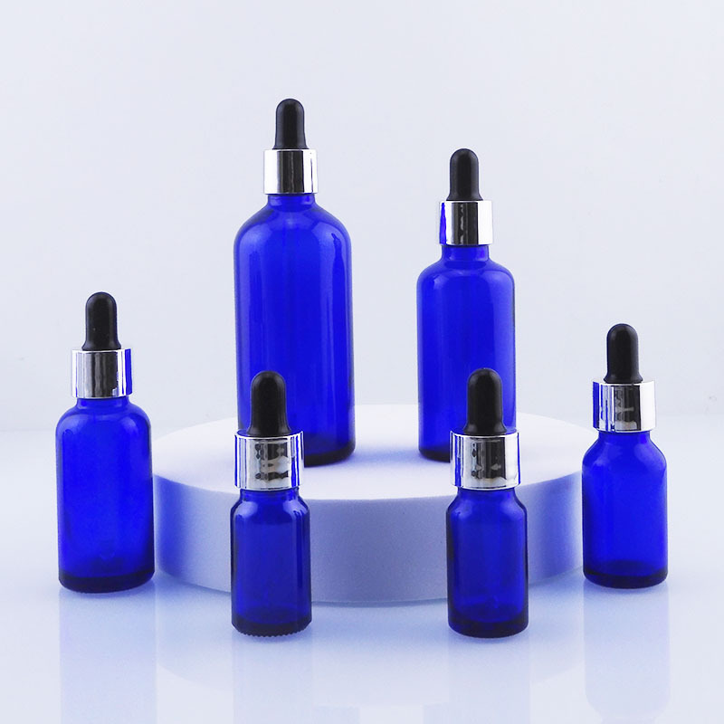 现货直销50ml蓝色精油瓶30ml玻璃滴管瓶化妆品精华原液玻璃精油瓶|undefined