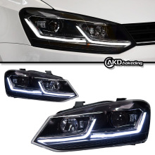 适用于11-18款大众波罗改装大灯总成LED头灯双L透镜DRL转向信号灯
