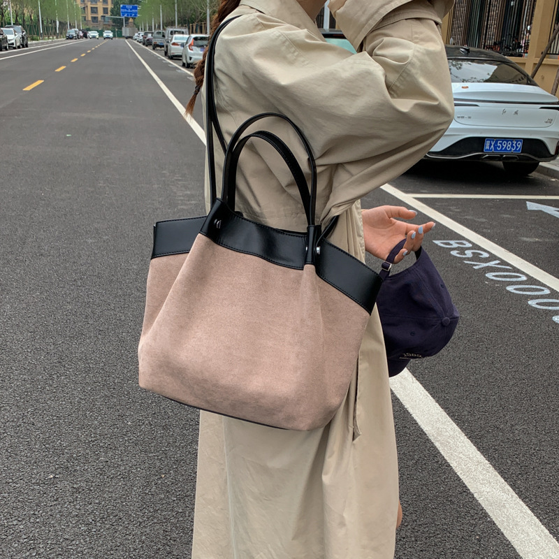 跨境高级感磨砂大容量托特包女2025秋冬新款百搭单肩包通勤腋下包|undefined