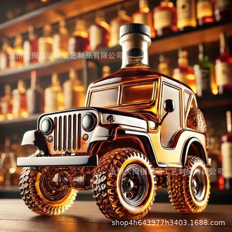 高硼硅玻璃泡酒瓶汽车威士忌酒瓶 Jeep Whiskey Bottle吉普醒酒器|undefined