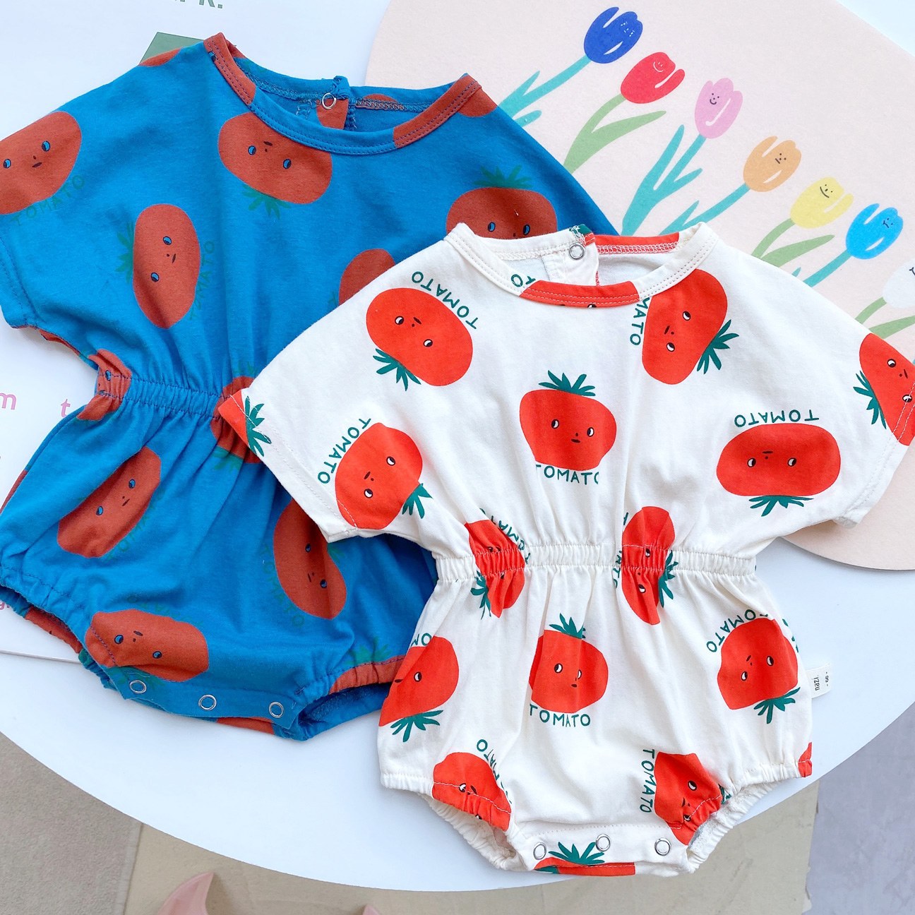 [Nuevo 7527] bebé de verano delgado tomate trepa ropa de bebé de verano ropa de abrigo