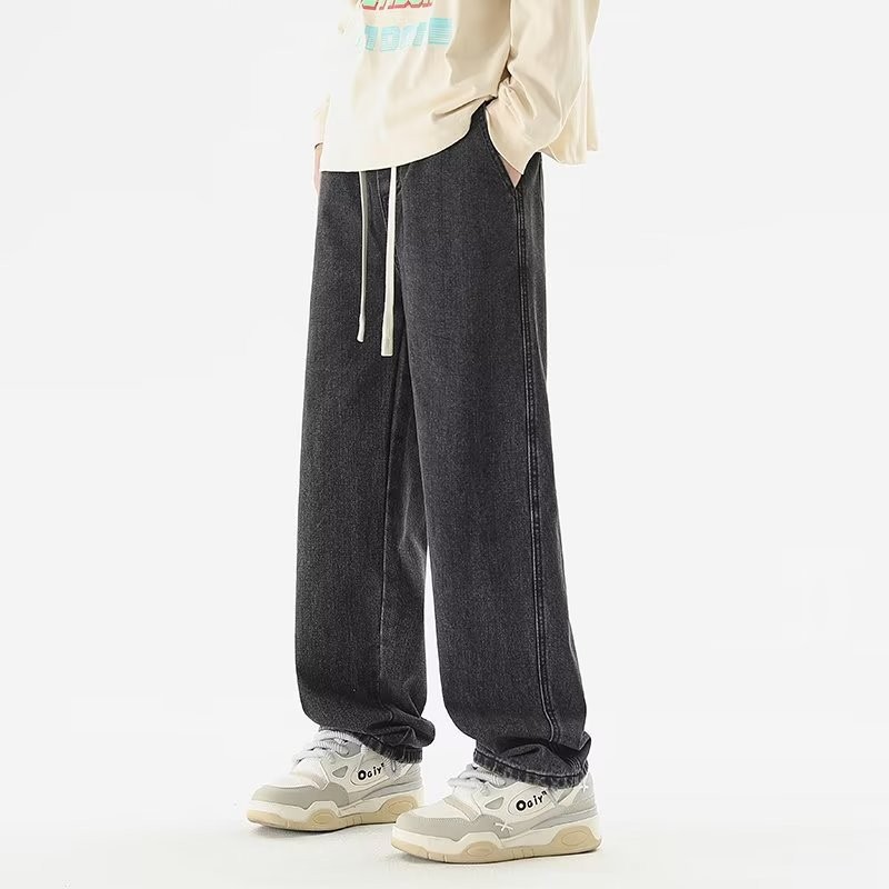 2024 primavera y otoño nuevo estilo jeans para hombres pantalones casuales rectos sueltos para hombres marca de moda pantalones de talla grande para hombres marea