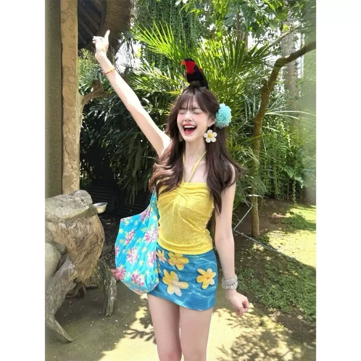 海边度假抹胸分体泳衣女微胖大码比基尼泳衣三件套跨境高级感泳装