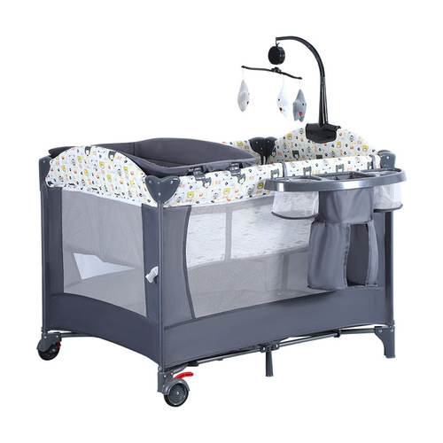 The up and down foldable baby crib can be combined into a large bed, multi-functional bedside bed for newborn babies, baby game bedside bed, wholesale