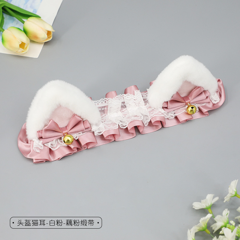 Casco decoración hecha a mano orejas de felpa coche eléctrico la motocicleta cabeza accesorios tocado chica Triángulo del oído gato banda pelo