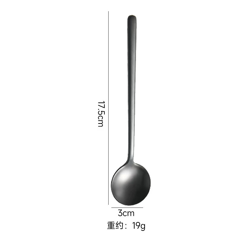 304 17cm 검정색 작은 원형 스푼