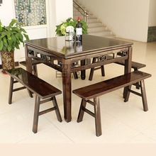 Lz实木餐桌椅组合正方形明清仿古方桌家用桌子四方桌中式八仙桌实