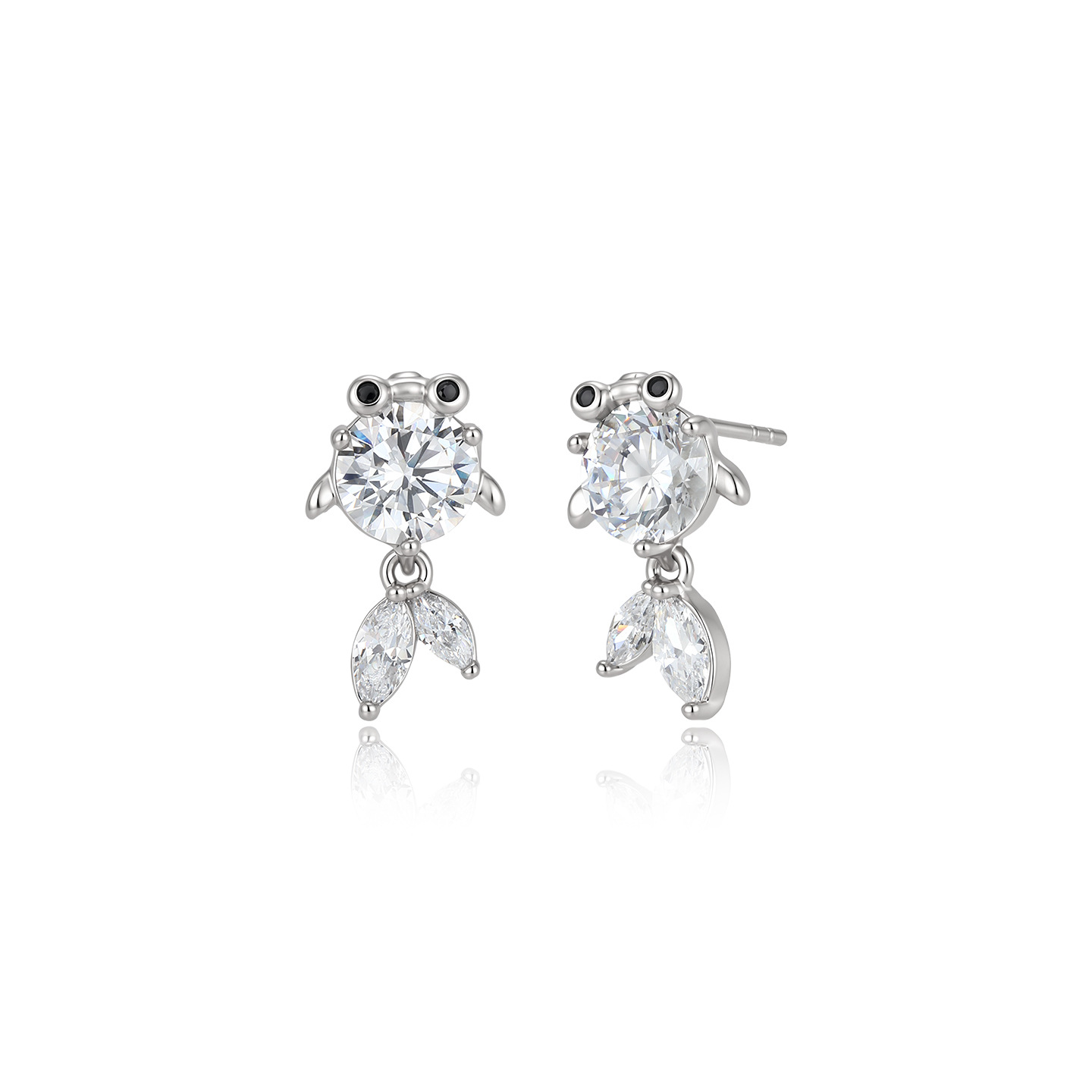 Xuping simple mosaico de piedras preciosas artificiales pequeñas orejas de pez de nicho de moda diseño lindo temperamento ins orejas de viento para mujeres