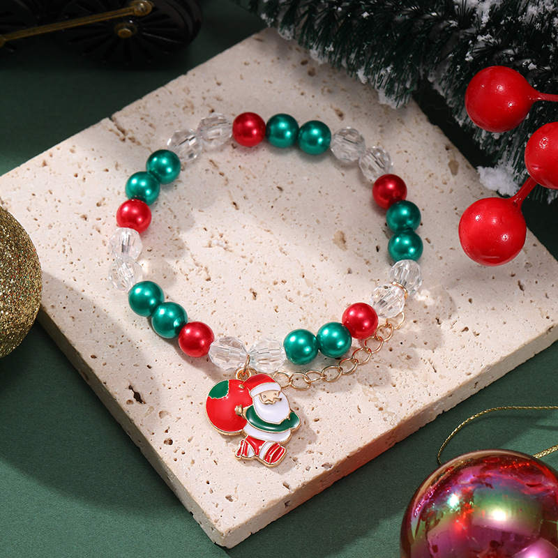 Europa y los Estados Unidos de la minería transfronteriza regalos de Navidad con cuentas cartas pulseras elásticas con cuentas pulseras de árbol de Navidad pulseras