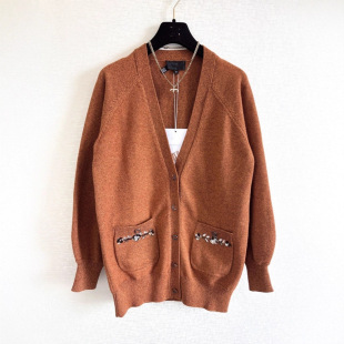 25 Years Early Autumn New Knitted Cashmere Cardigan Pure Color Loose Version Foreign Style Jacket Versatile Lazy Style Top