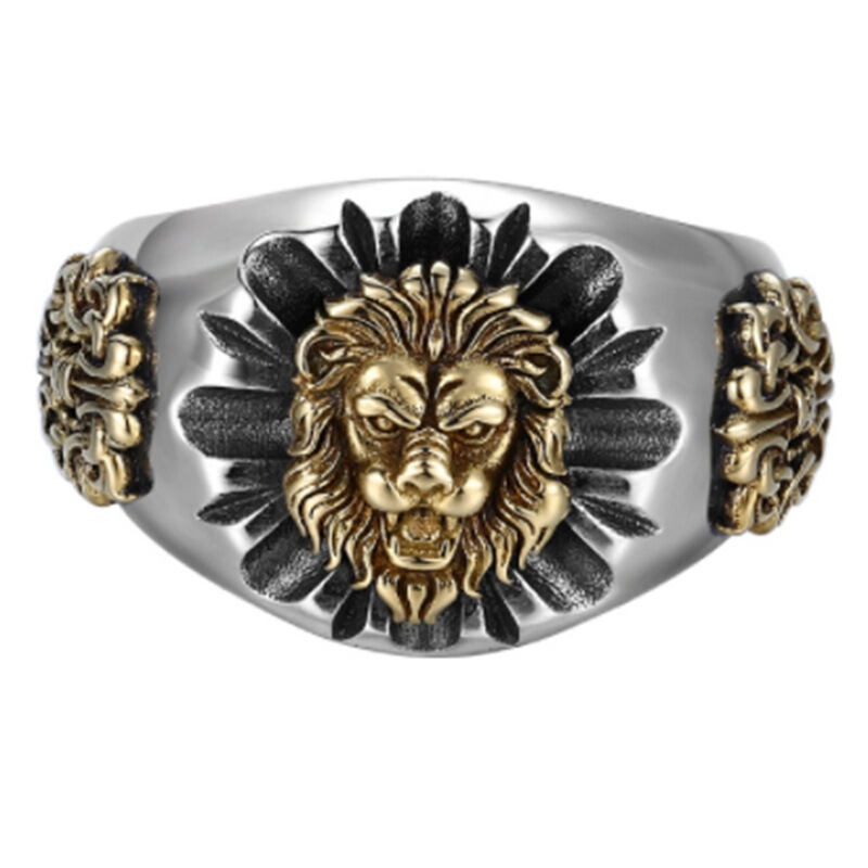 s925 sterling silver jewelry retro Thai silver men's fashion domineering lion index finger lion heart ring