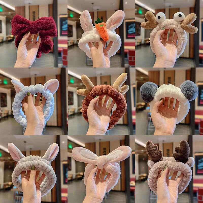 网红简约束发带女洗脸用韩国可爱敷面膜发箍绑发头套发卡甜美头饰|ru