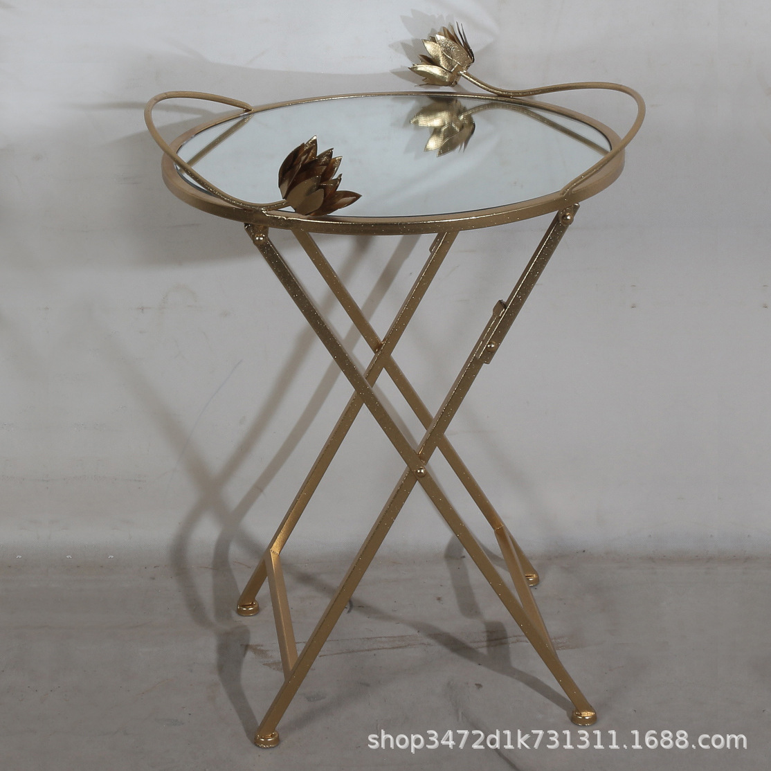 客厅餐厅轻奢现代明镜边桌咖啡桌边几茶几花盆架 玄关角桌置物架