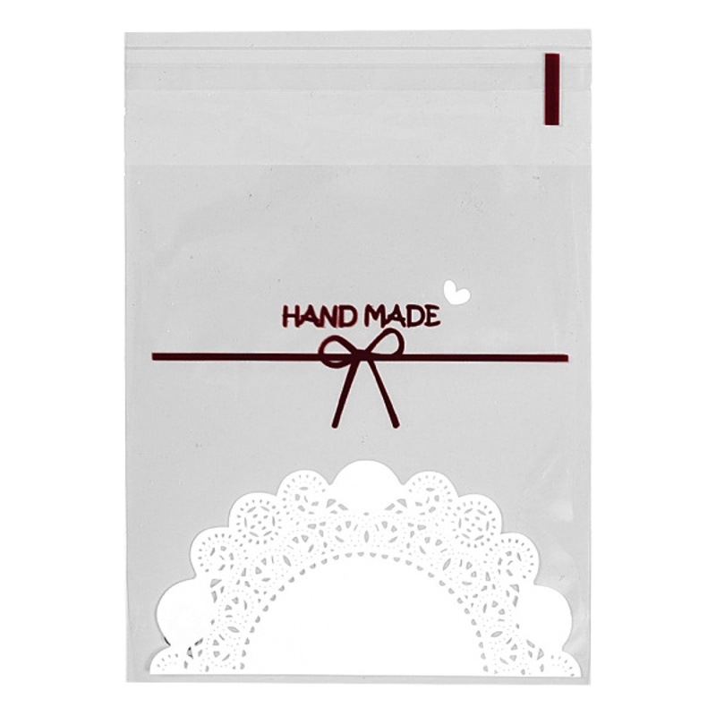 Encaje arco macaron auto-Sellado bolsa de embalaje copo de nieve de plástico crujiente turrón galleta embalaje de regalo multi-tamaño