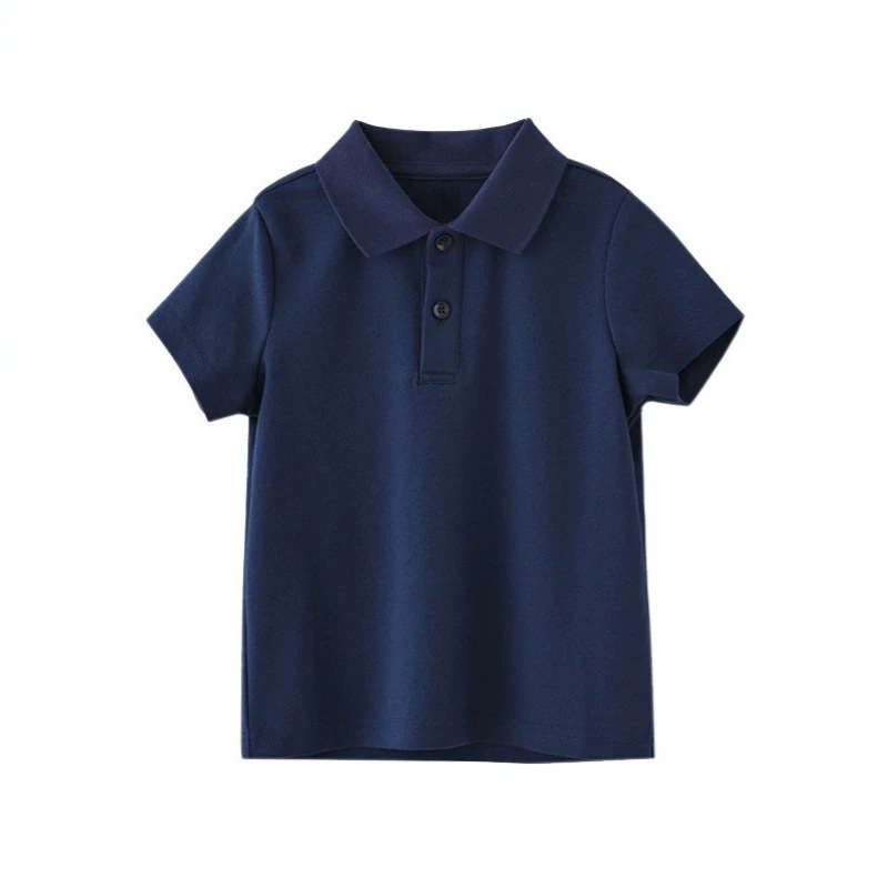 Middle and older children's college-style short-sleeve polo shirt, new summer casual wear, niche short-sleeve top for boys and girls