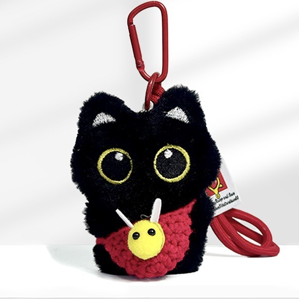 超かわいい小さな黒猫のペンダント、パーソナライズされたかわいいぬいぐるみ、手織りのストラップ、親友へのマルチカラーギフト|undefined