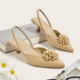 2024 New Thin Heel Back Air Sandals with a Bow Head Style Fairy Pearl Commuter Women's Single Shoes