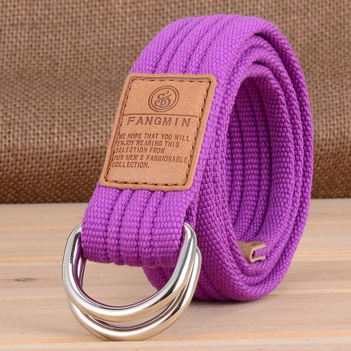 Korean version of 20 colors universal canvas belt for men and women, casual business jeans, double ring buckle belt, outdoor braided style