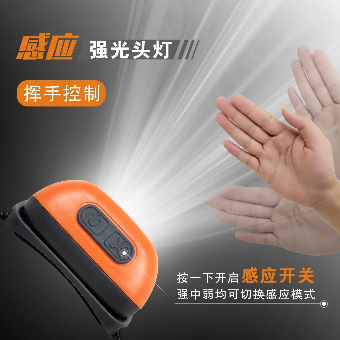 Inducción inteligente USB carga inducción faro LED noche pesca portátil fuerte luz noche corriendo pequeño faro al aire libre faro