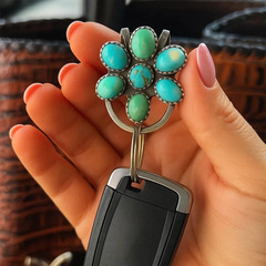 Turquoise Bloom Bag Clip Key Holder 绿松石花朵包夹钥匙扣