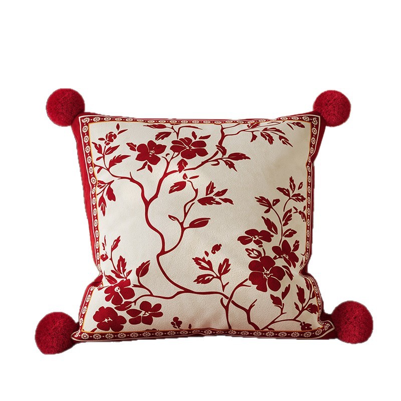 Sofá de sala de estar rojo de alto nivel, funda de almohada desmontable, almohada de cintura lavable, sofá de cabecera de dormitorio de alto nivel, almohada con núcleo
