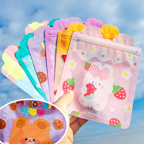Cute cartoon snack bag ziplock bag food packaging bag snack biscuits candy packaging bag exquisite sealing bag