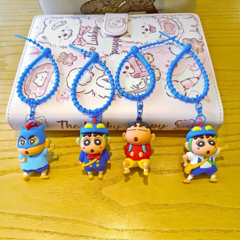 新しいクレヨンしんちゃん漫画キーホルダーかわいいスクールバッグペンダントカップル車のキーチェーン多用途バッグアクセサリー|undefined