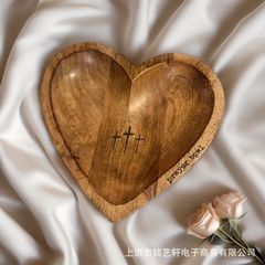 跨境爆款爱心祈祷碗New Heart Prayer Bowl心形木制工艺礼品托盘