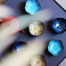 窑变陶瓷薄杯子樱花梅花莲花日式陶小杯茶杯天目釉建盏品茗杯单杯