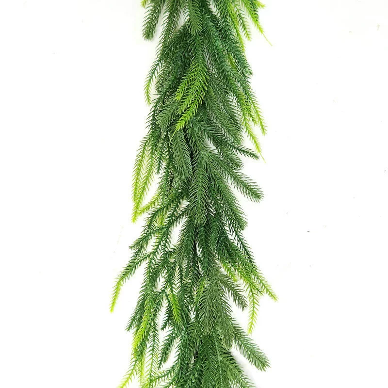 Imitation realistic soft gel pine Christmas wreath vine pine needle wall hanging home decor Christmas plastic greenery wholesale