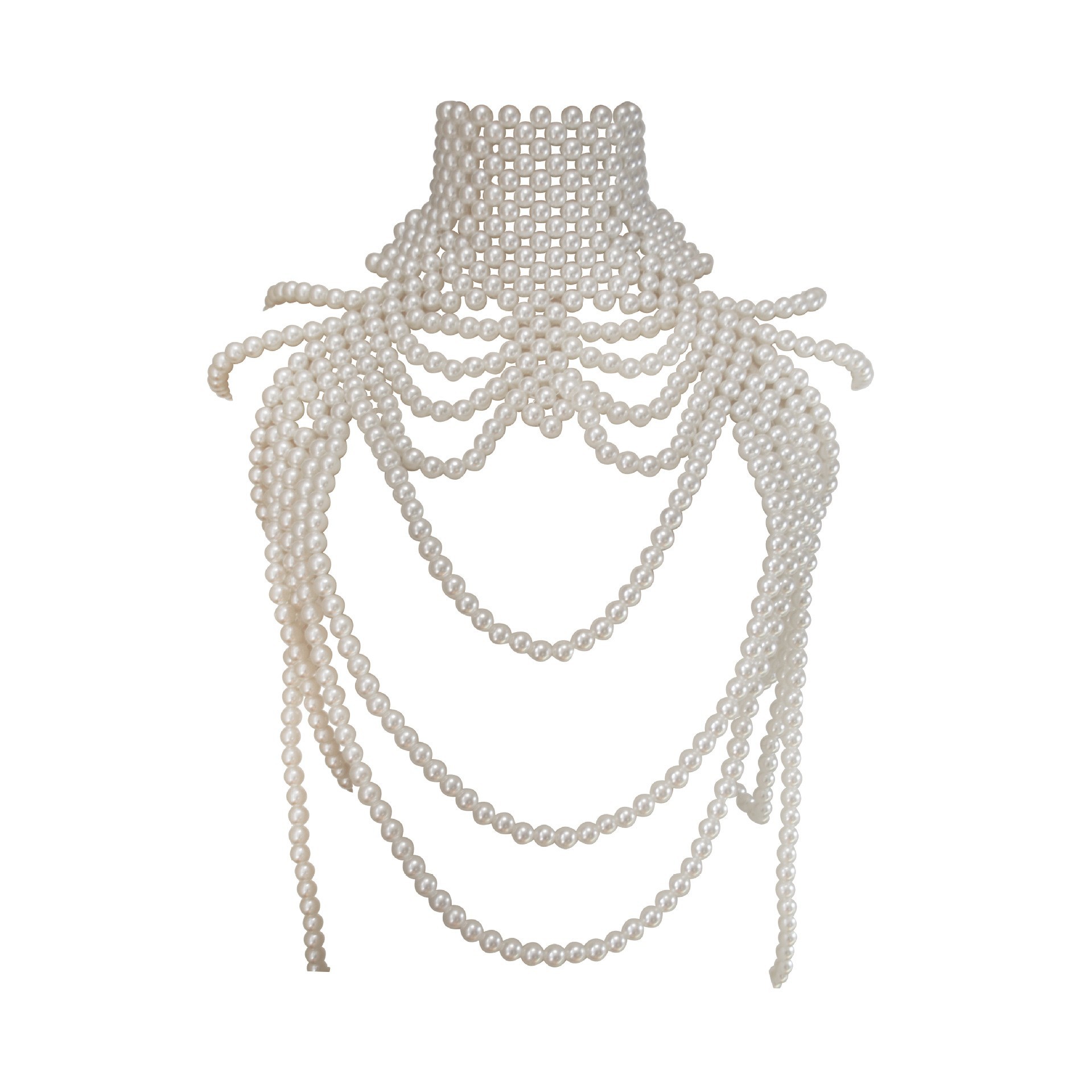 Collar de Perlas Tejido a Mano, Estilo Europeo y Americano, Popular, Vintage, con Múltiples Capas de Borlas, Elegante, para Mujer