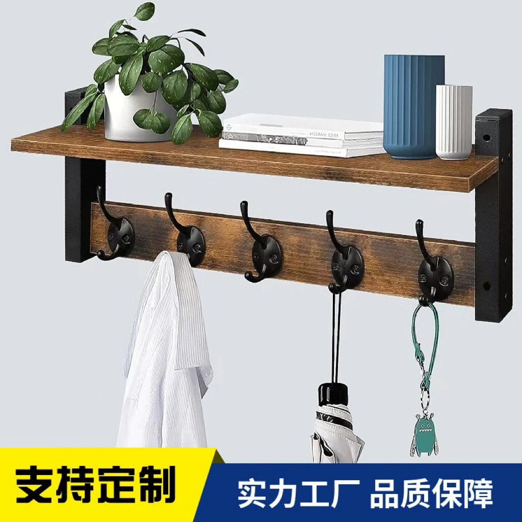 Настенная вешалка, настенная вешалка для одежды в стиле ретро, декоративная полка для хранения, вешалка для ключей в прихожую, полка для хранения из массива дерева