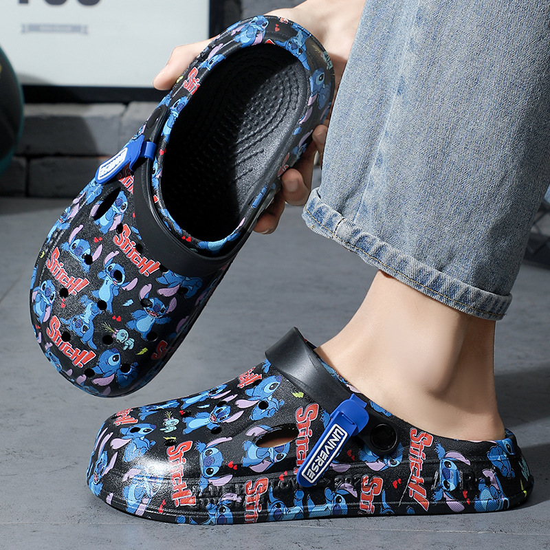 Croc Shoes Men's Non-Slip Breathable Summer Casual Hollow Office Slippers for Outdoor Wear Dual-Purpose Beach Toe Sandals