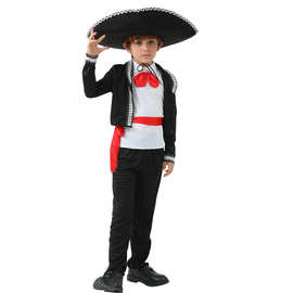 墨西哥风情民族服装男孩男童舞台儿童节日派对万圣节表演衣服套装