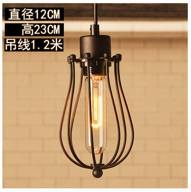 Candelabro de jaula de hierro pequeño de un solo cabezal al por mayor de fábrica, tienda de ropa de olla caliente retro americana, barra de bar, lámpara de comedor, estilo industrial