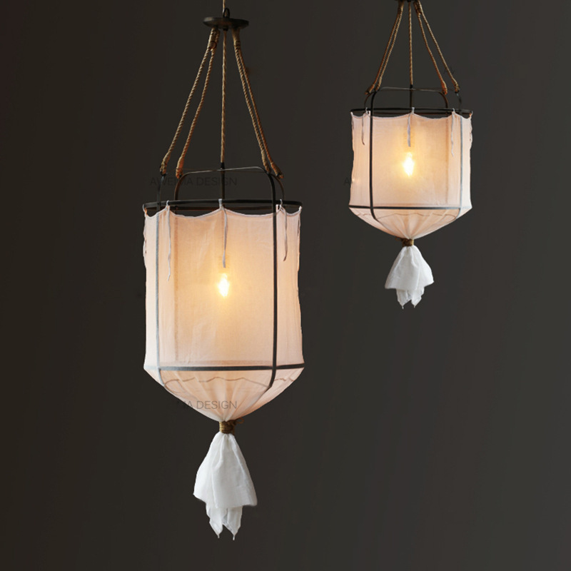 Nordic Nocket Vintage Industrial and Mining Lamps French Laundry American Country Nostalgic Fabric Bedroom Living Room Chandelier