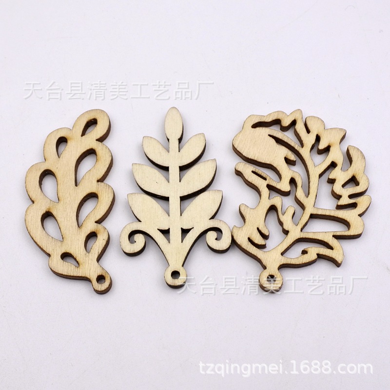 5cm de alto variedad de botones de madera en forma de hoja decoraciones mixtas de madera en forma de hoja 10 piezas un paquete