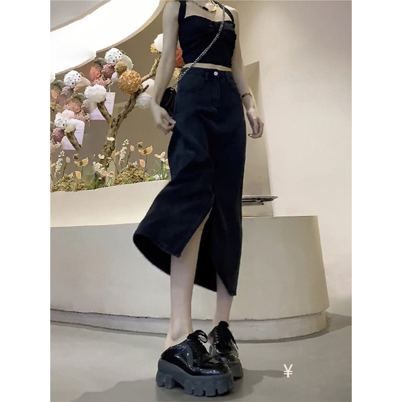 Plus-Size Tencel Denim Skirt for Women, Spring and Autumn 2026 New Style, Slimming A-Line Hip-Hugging Mid-Length Skirt