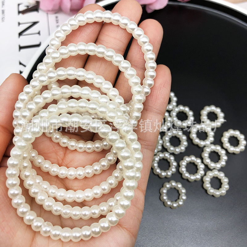 昭和复古可爱日系仿珍珠圈指圈环亚克力搭配diy手作耳环饰品配件