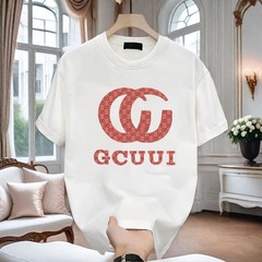 2025 新しいヨーロッパのトレンディなブランド純綿メンズ服半袖 Tシャツ夏ルーズメンズラウンドネック半袖トップ