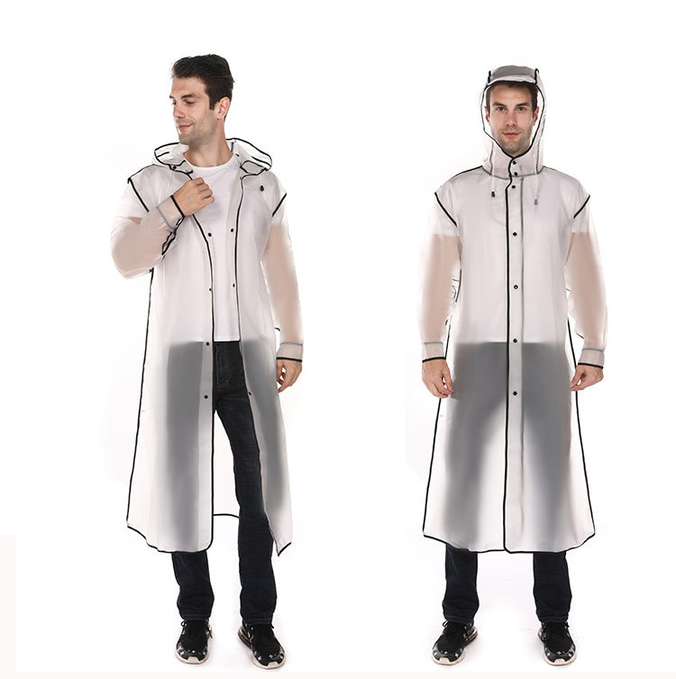 Cortavientos EVA impermeable transfronterizo de comercio exterior para hombres y mujeres al aire libre todo en uno poncho de lluvia en blanco y negro extra largo y grueso