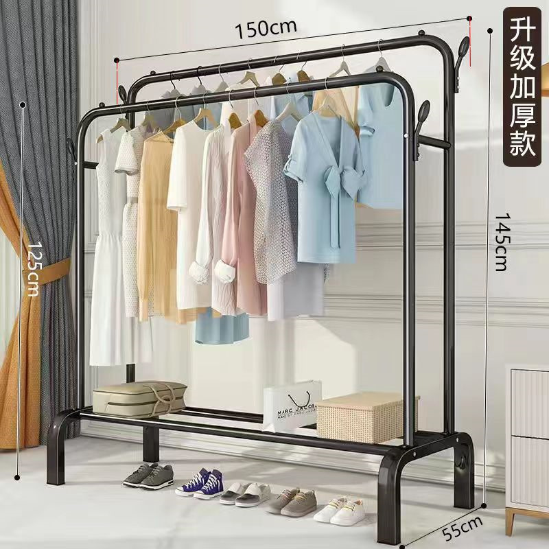 衣架落地立式卧室阳加粗衣帽架台家用晾衣架室内多层挂衣服架子|undefined